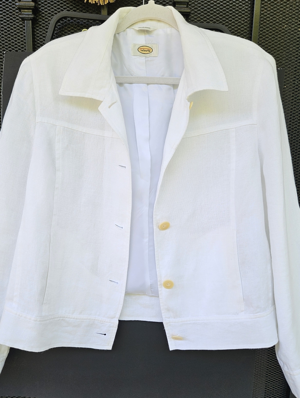 Talbots 100% Irish Linen White Jacket Blazer XL EUC Vintage Quiet Luxury